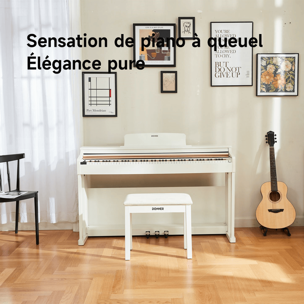 Découvrez le pack piano numérique blanc à action pondérée 88 touches Donner DDP-100