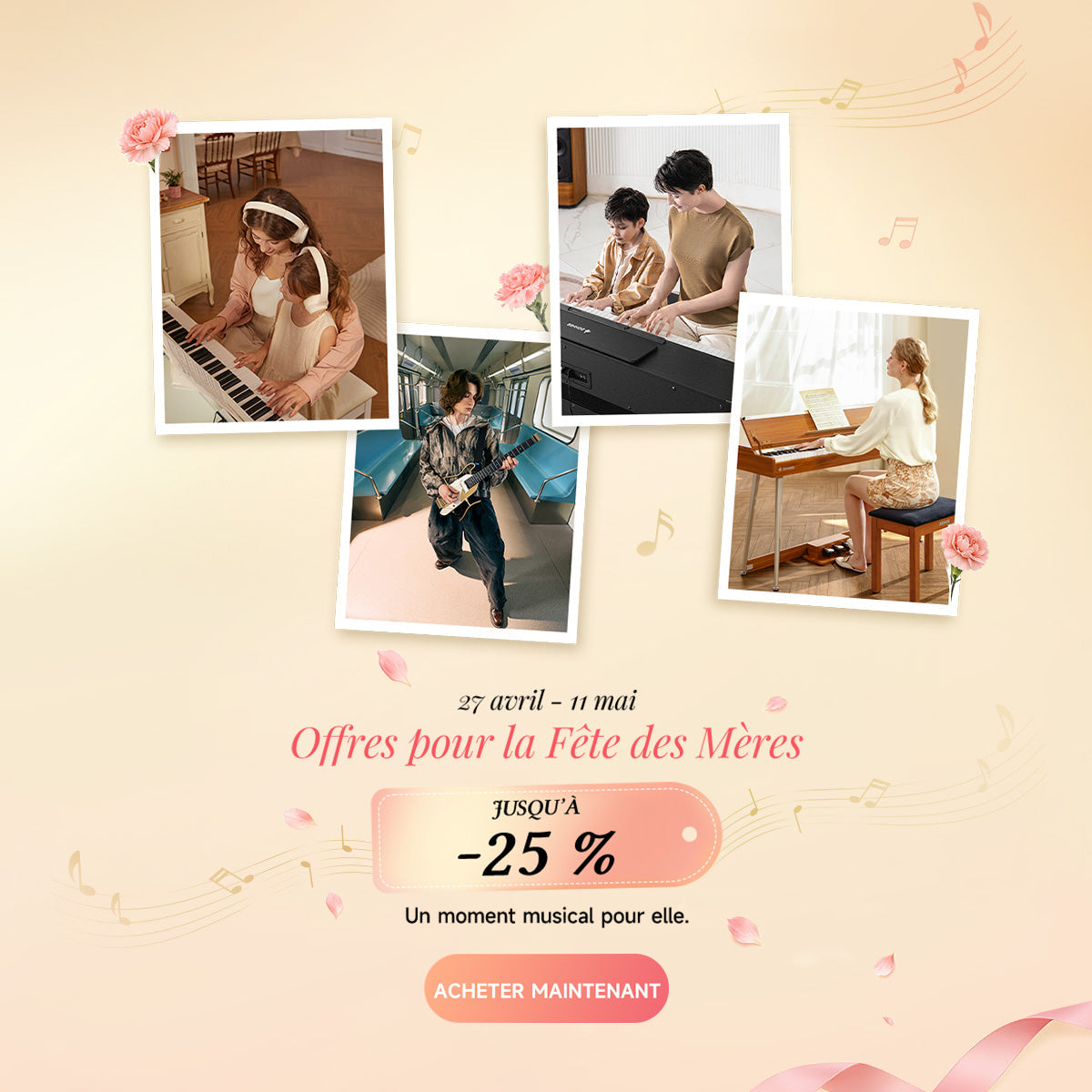 Idées Cadeaux Fête des Mères 2026 : Piano et Guitare Donner jusqu’à -25%