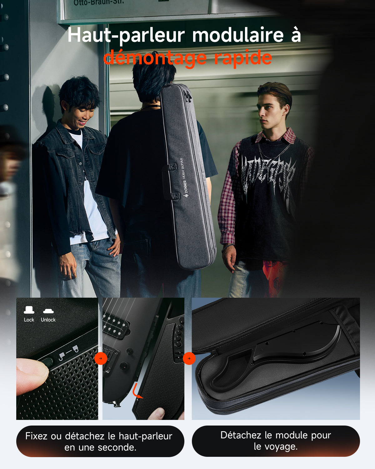Donner HUSH X LIVE Guitare de voyage-Version Standard【Noir】##