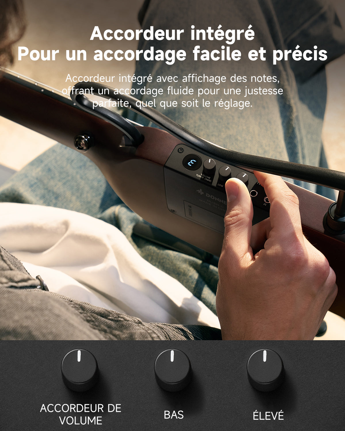 Donner HUSH™ C Guitare Nylon Voyage Électro-Acoustique-Sunburst##