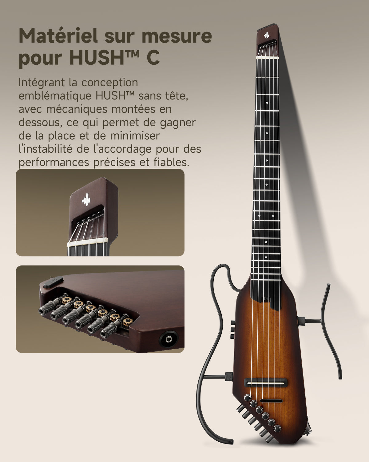 Donner HUSH™ C Guitare Nylon Voyage Électro-Acoustique-Sunburst##