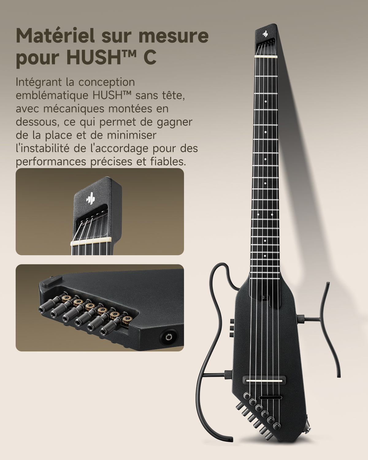 Donner HUSH™ C Guitare Nylon Voyage Électro-Acoustique-Noir##