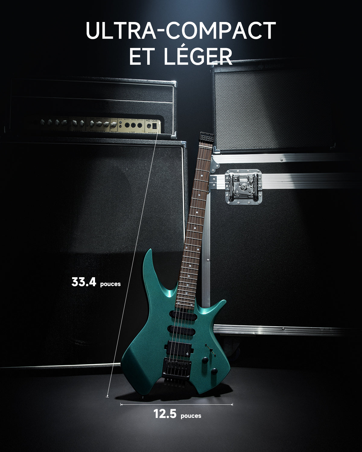 Donner HLX-500 Guitare Électrique Moderne Sans Tête-Sherwood Green##
