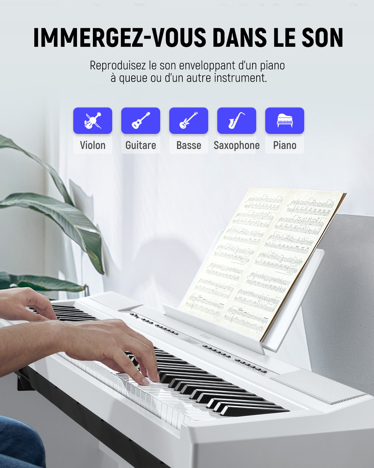 Donner DEP-20 lestées Piano Numerique-Blanc##