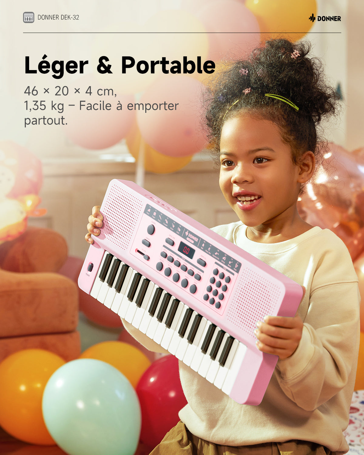 Donner DEK-32 à 32 touches Clavier électronique-KIDO 32 Touches Rose + DEK-32 Rose##