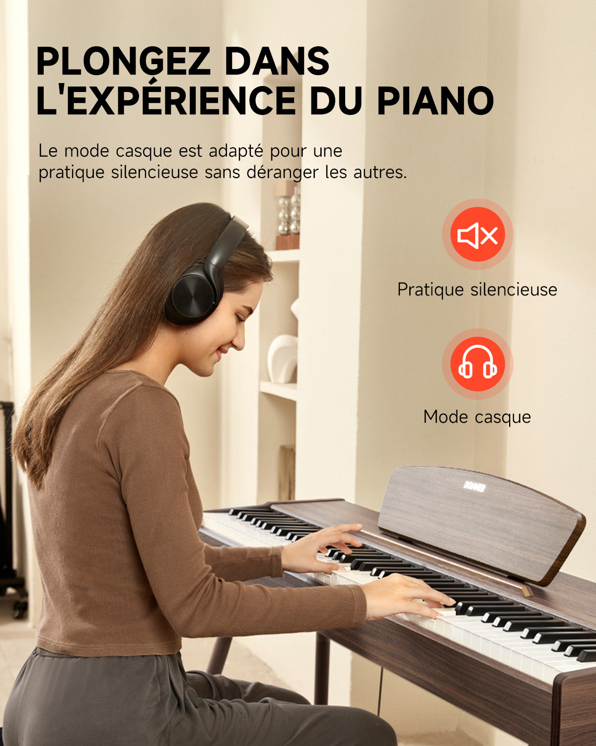 Donner DDP-80 Motif de Bois Piano Numérique-Noyer【Son amélioré】##