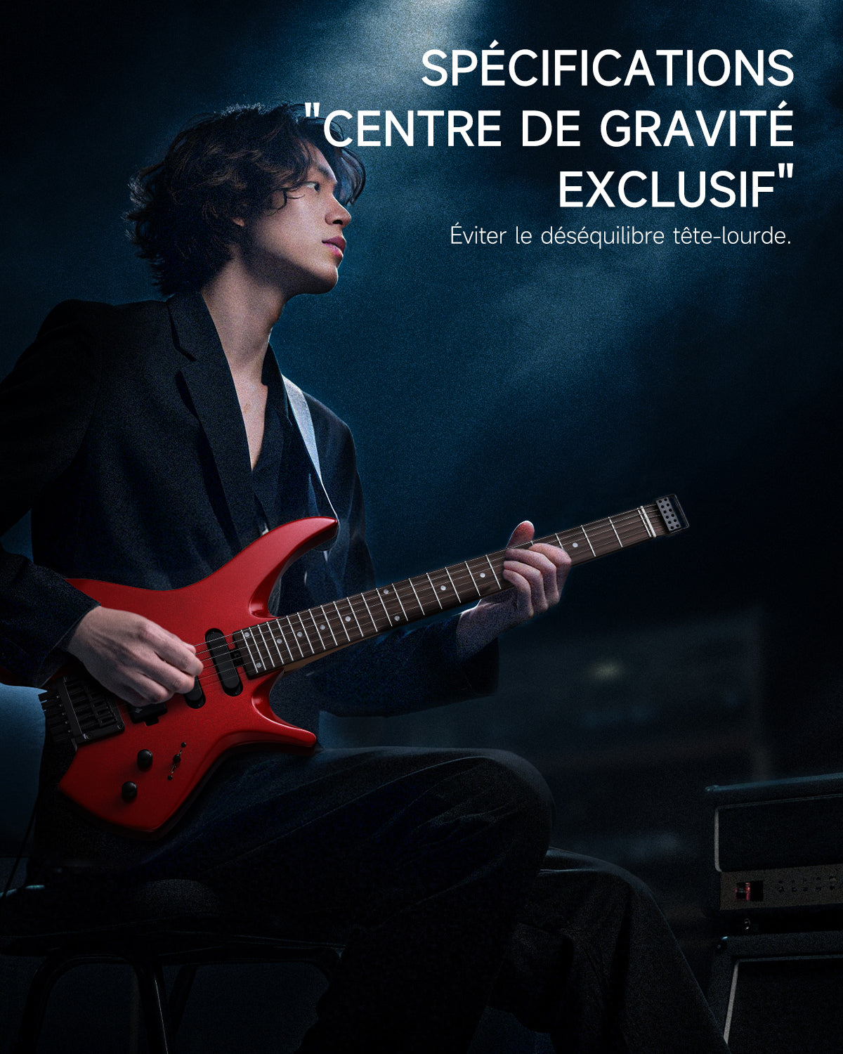 Donner HLX-500 Guitare Électrique Moderne Sans Tête-Rouge métallisé##