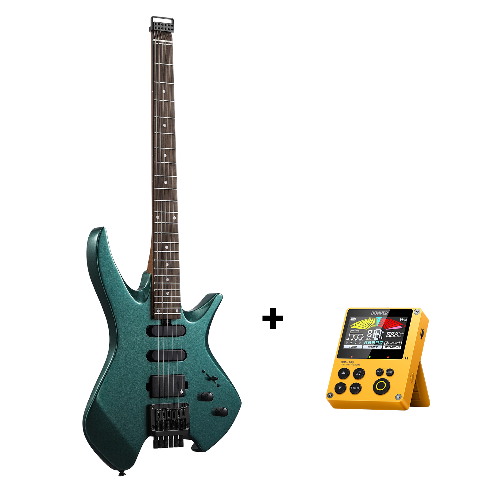Donner HLX-500 Guitare Électrique Moderne Sans Tête-Sherwood Green##