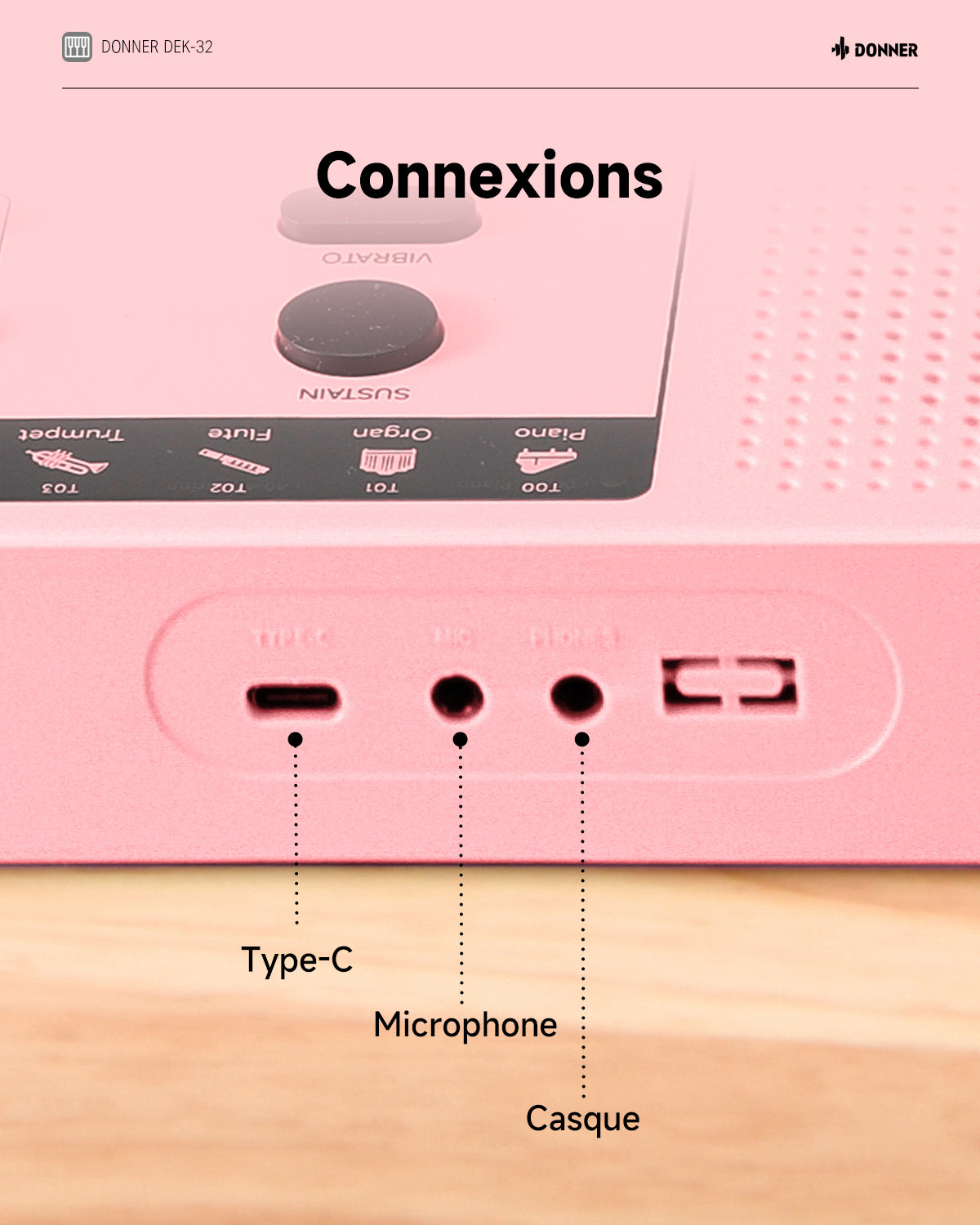 Donner DEK-32 à 32 touches Clavier électronique-KIDO 32 Touches Rose + DEK-32 Rose##