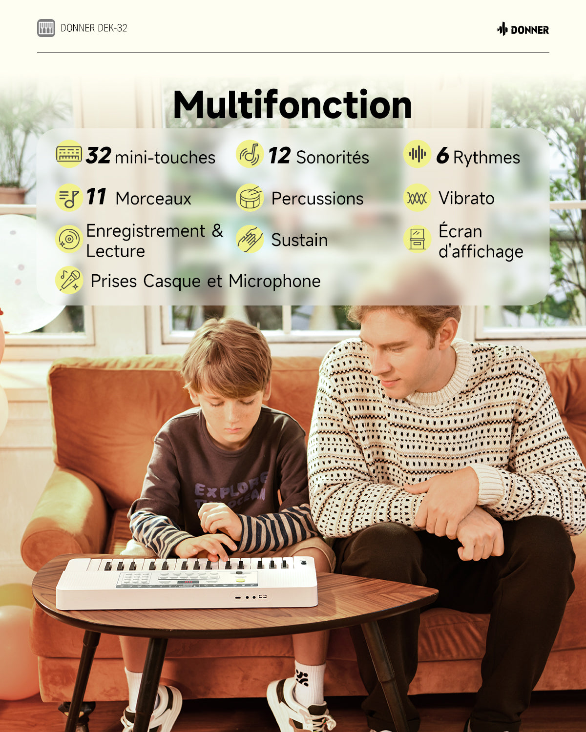 Donner DEK-32 à 32 touches Clavier électronique-KIDO 32 Touches Bleu + DEK-32 Blanc##