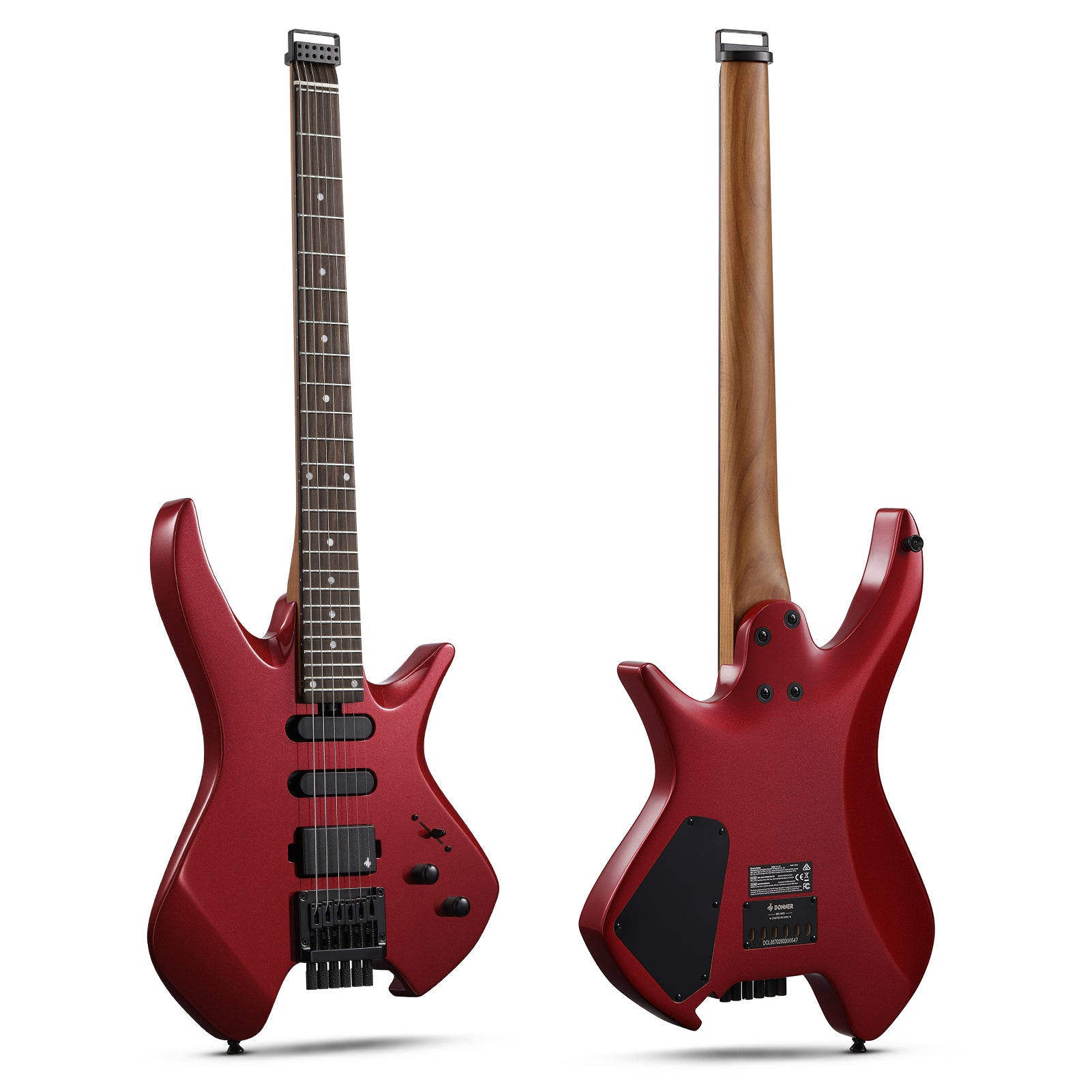 Donner HLX-500 Guitare Électrique Moderne Sans Tête-Rouge métallisé##