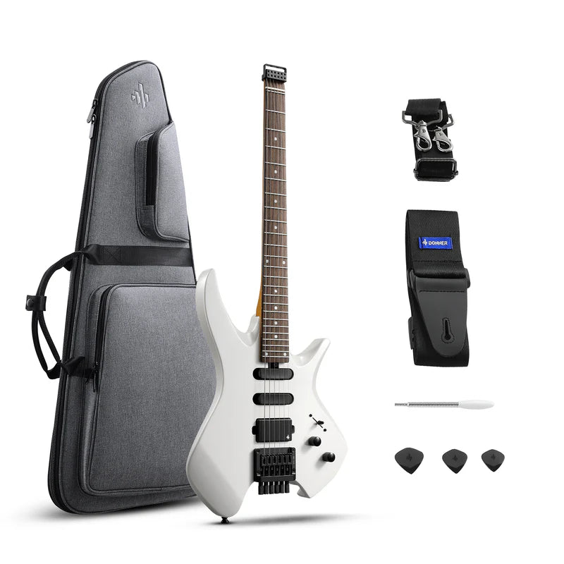 Donner NHL-500 Guitare Électrique Sans Tête-Blanc##