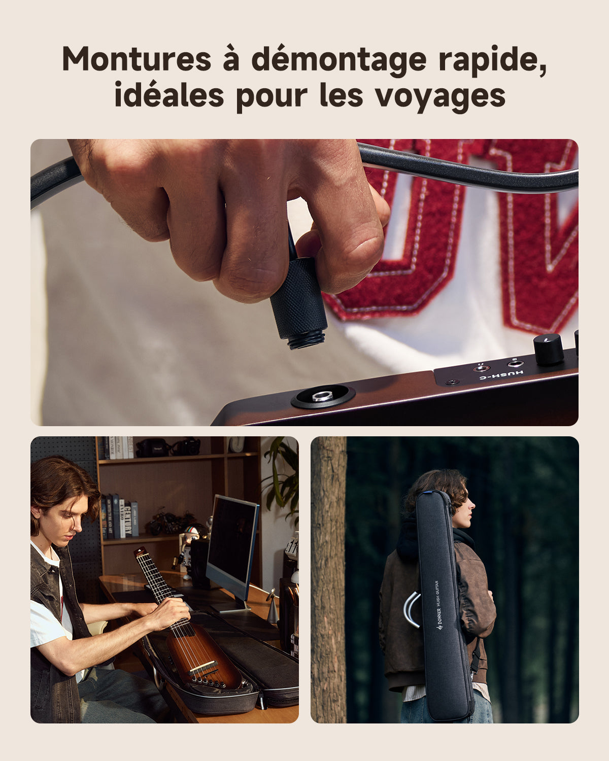 Donner HUSH™ C Guitare Nylon Voyage Électro-Acoustique-Sunburst##