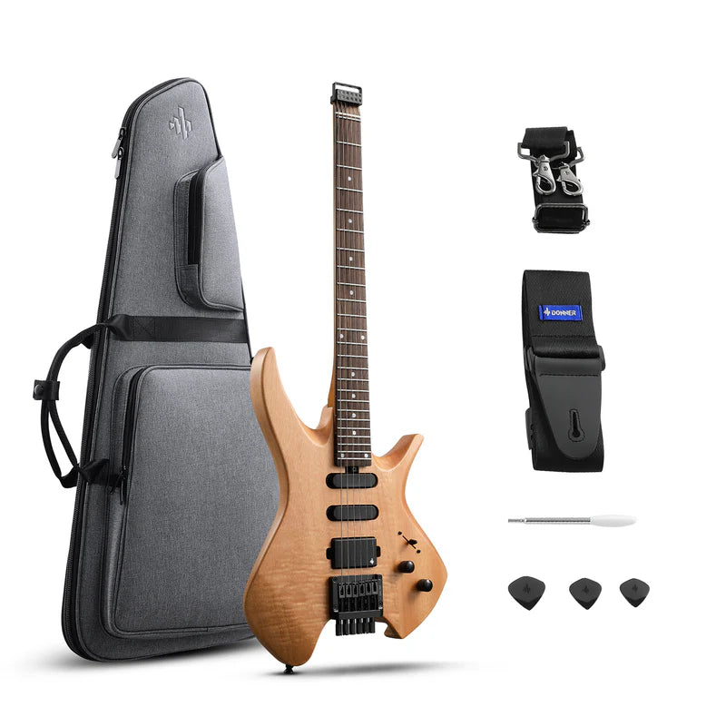 Donner NHL-500 Guitare Électrique Sans Tête-Bois naturel##
