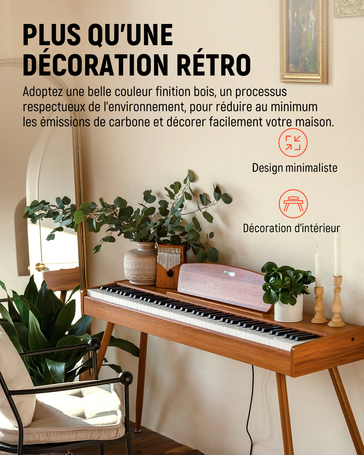 Donner DDP-80 Motif de Bois Piano Numérique-Son amélioré##