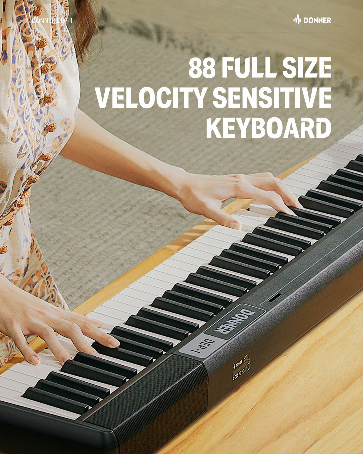Donner DEP-1 Piano Numérique 88 Touches Débutant Clavier Portable avec Support