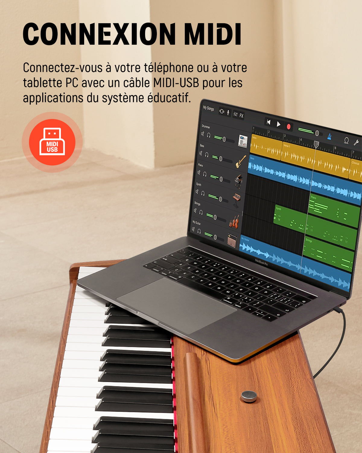 Donner DDP-80 Motif de Bois Piano Numérique-Son amélioré##