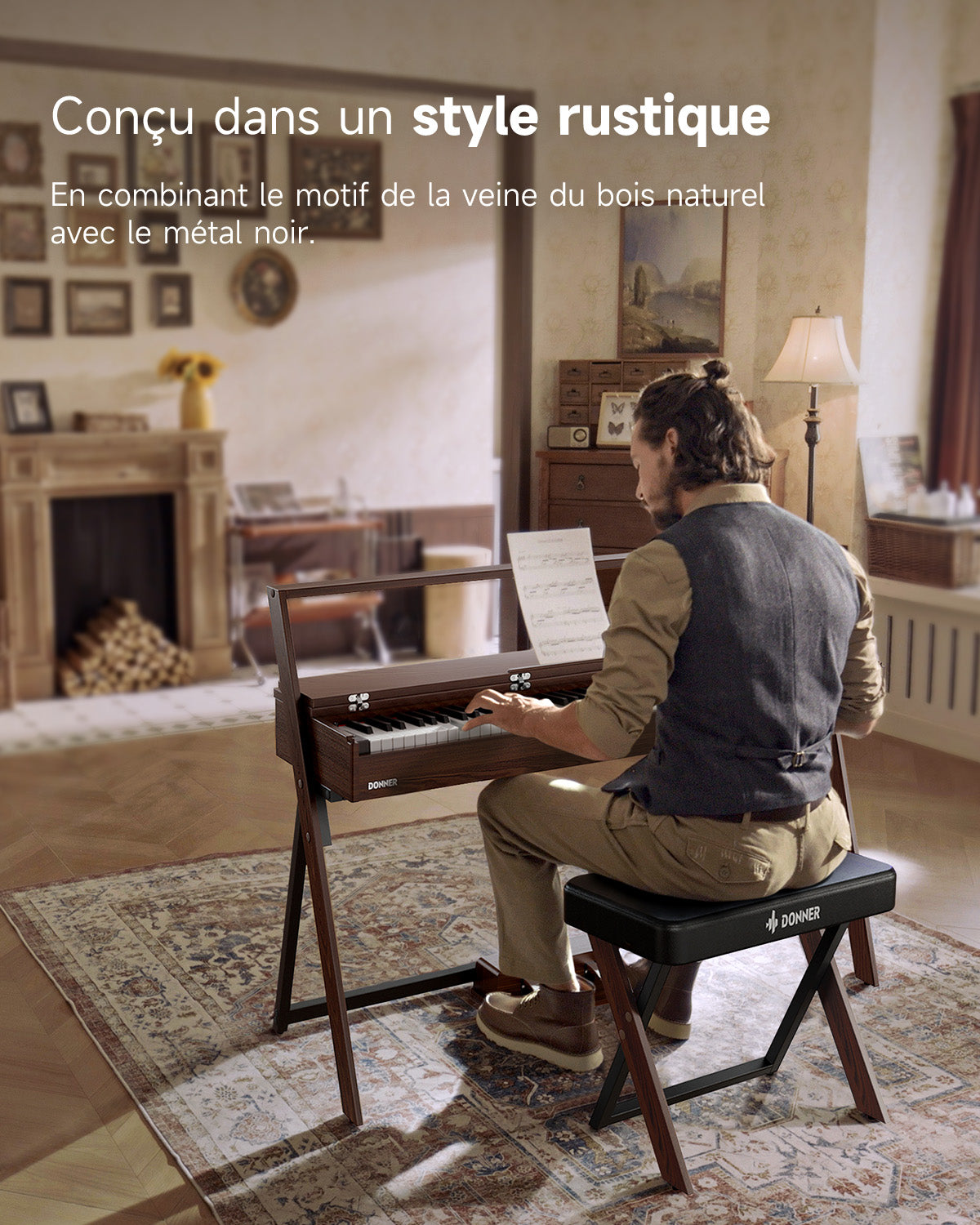 Donner OURA™ R300 Professionnel Piano Numérique-Gris-brun##