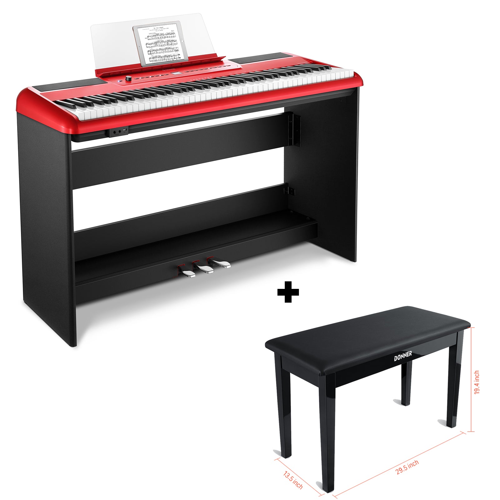 Donner SE-1 Piano Numérique 88 Touches Toucher Lourd-Rouge##