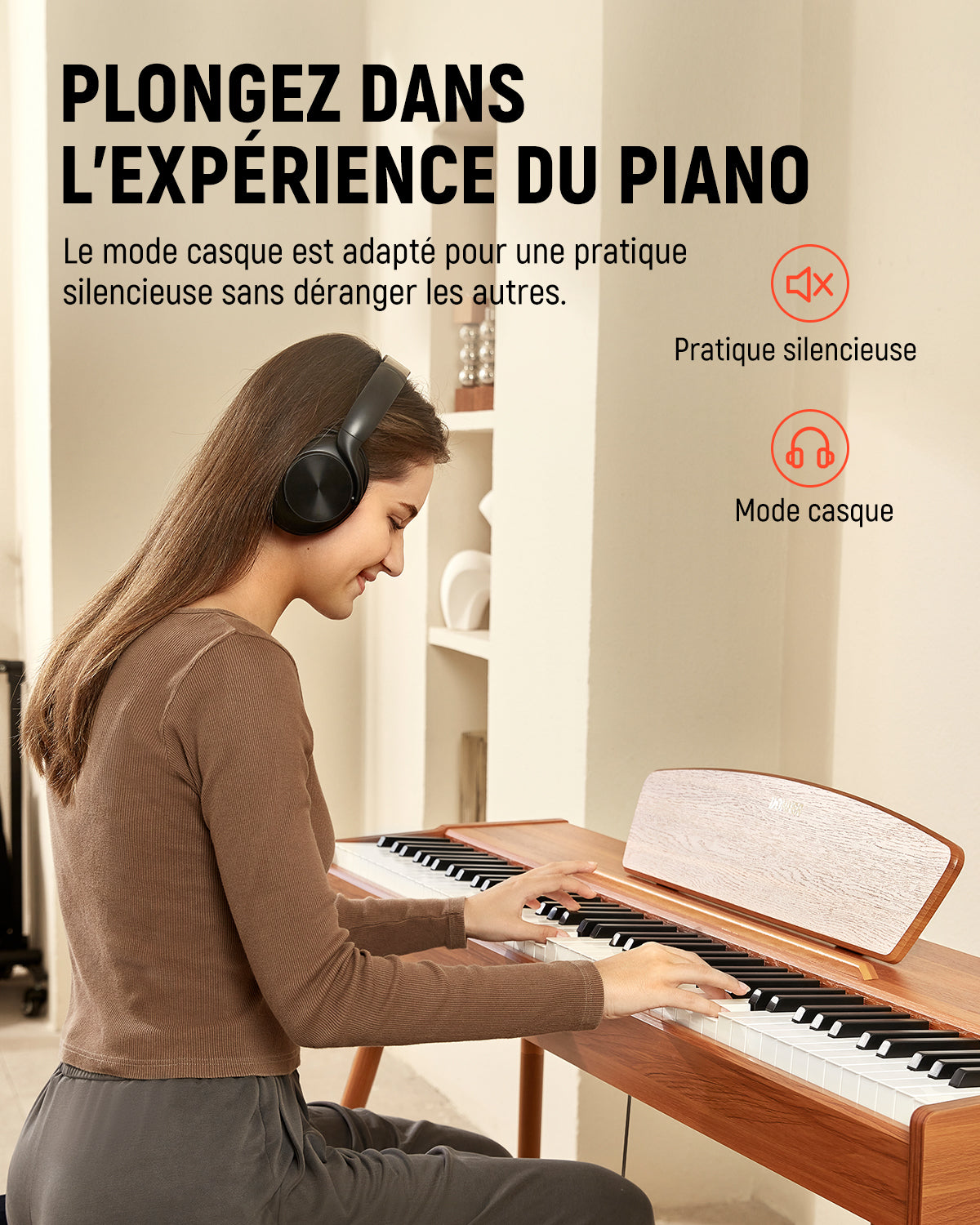 Donner DDP-80 Motif de Bois Piano Numérique-Son amélioré##