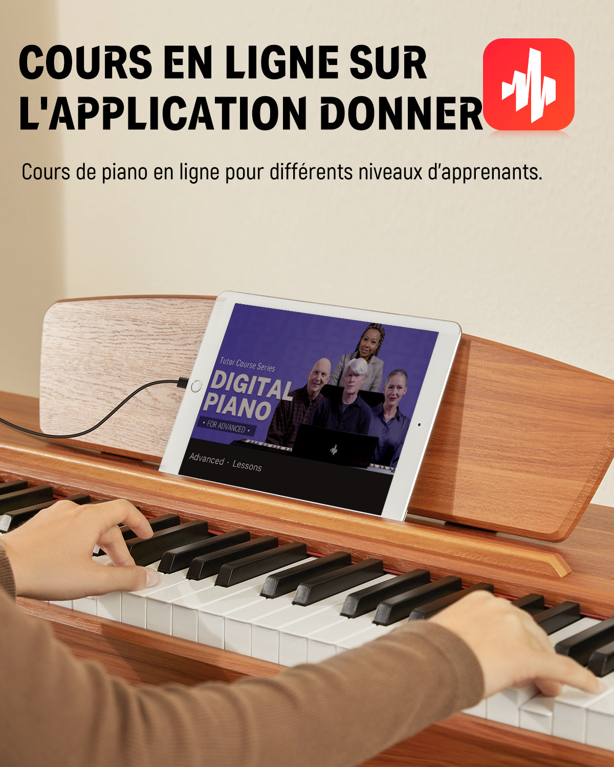Donner DDP-80 Motif de Bois Piano Numérique-Son amélioré##