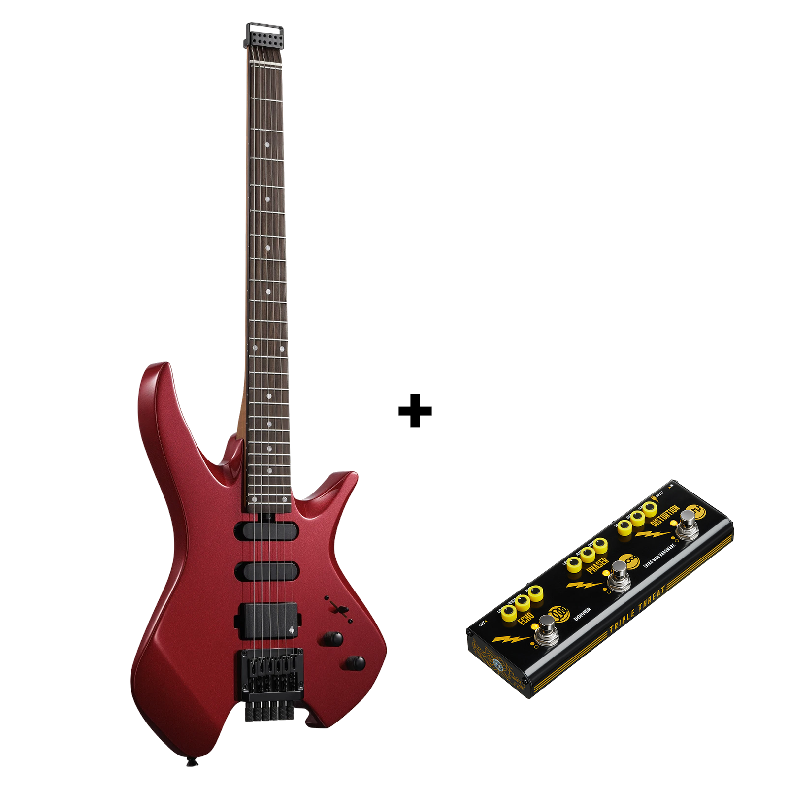 Donner HLX-500 Guitare Électrique Moderne Sans Tête-Rouge métallisé##