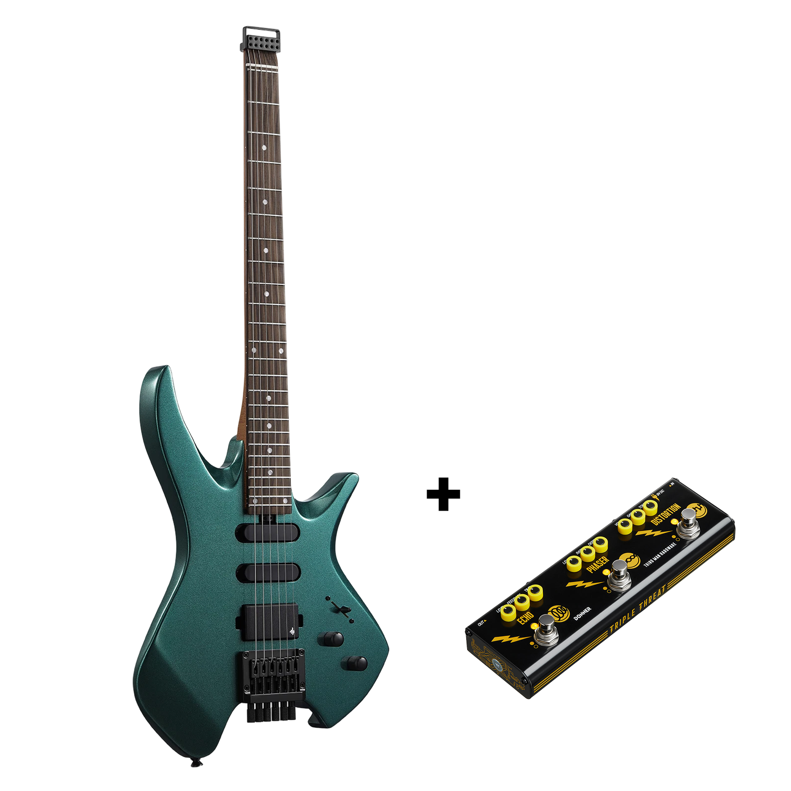 Donner HLX-500 Guitare Électrique Moderne Sans Tête-Sherwood Green##