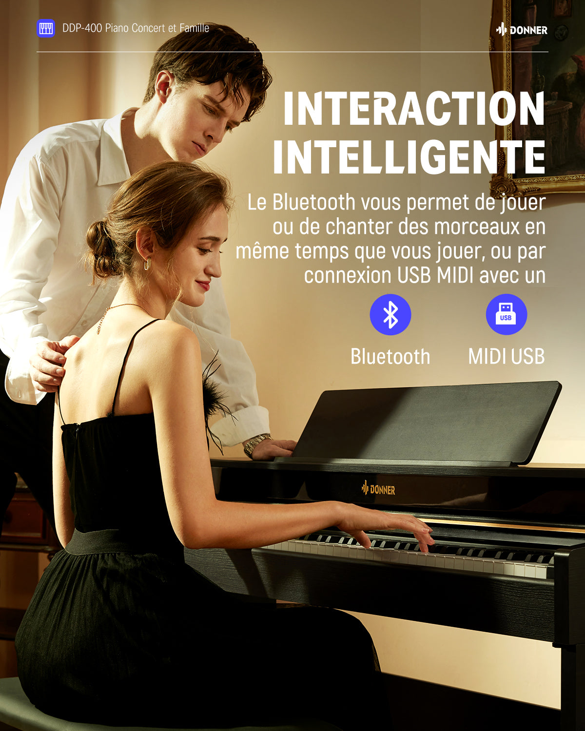 Donner DDP-400 Piano Numérique à Touches Pondérées