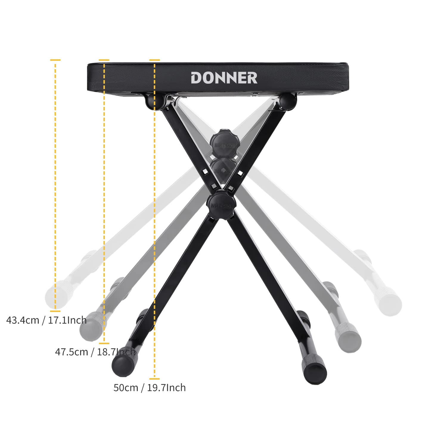 Donner Tabouret de piano en forme de X réglable en hauteur