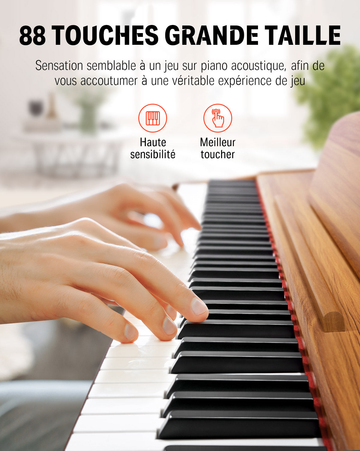 Donner DDP-80 Motif de Bois Piano Numérique-Son amélioré##