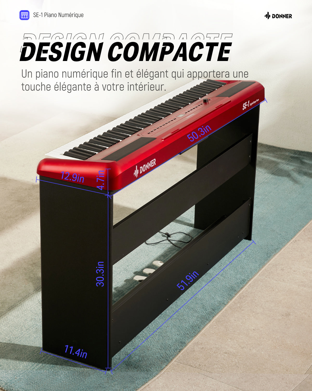 Donner SE-1 Piano Numérique 88 Touches Toucher Lourd