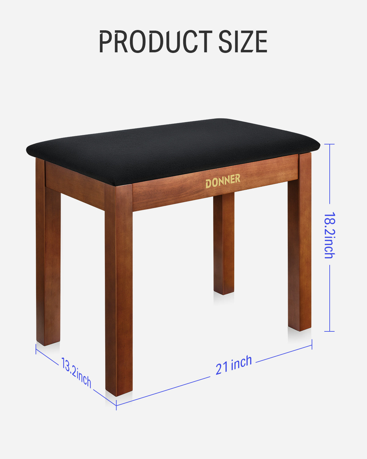 Donner DKB-10 Bois Massif Banc Piano avec Rangement-Marron##