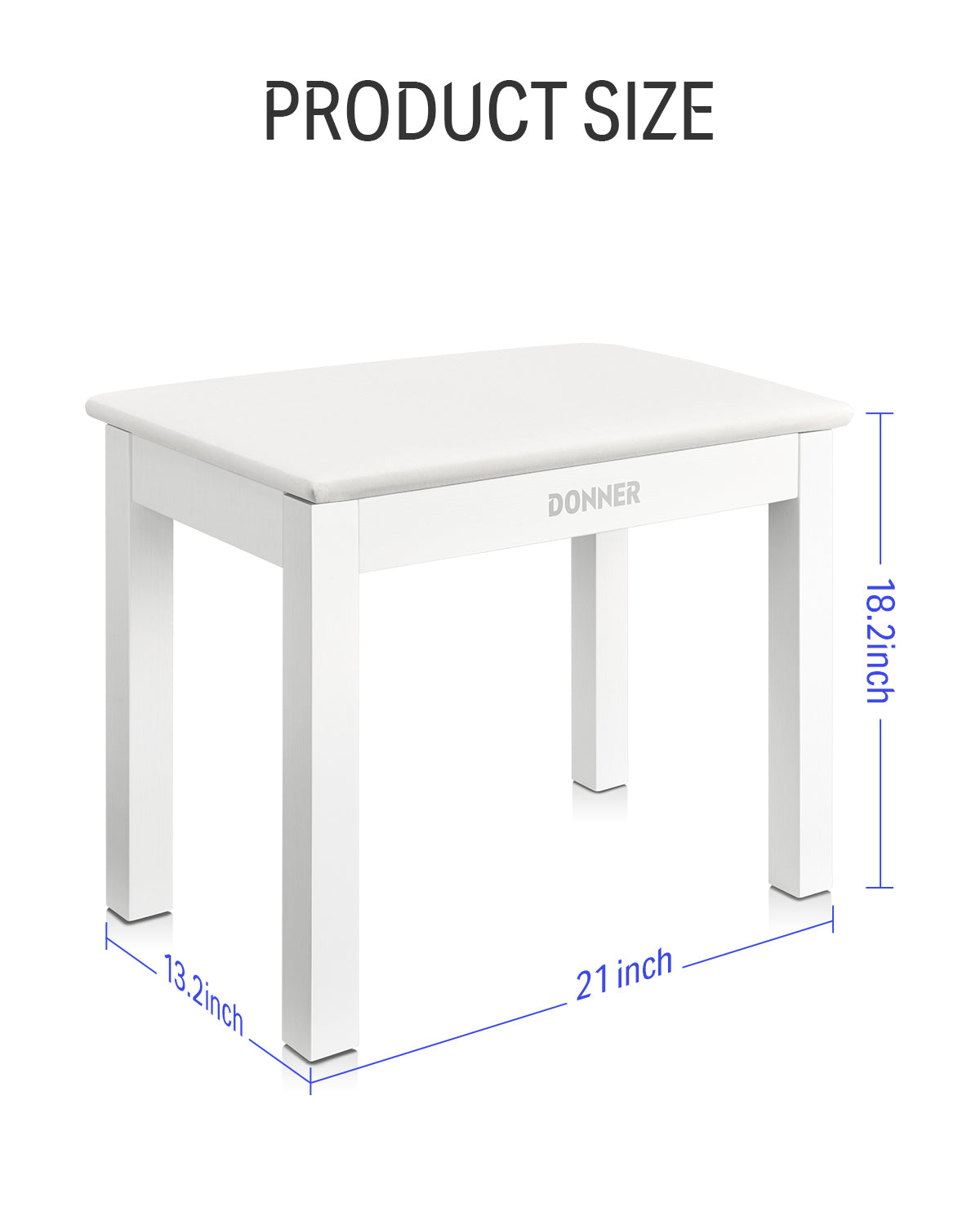 Donner DKB-10 Bois Massif Banc Piano avec Rangement-Blanc##