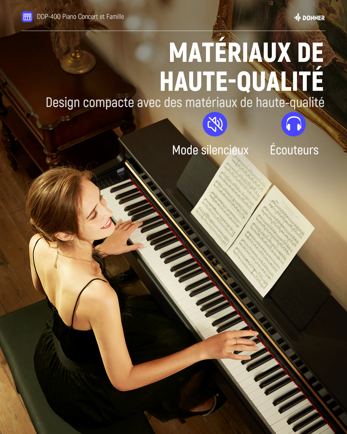 Donner DDP-400 Piano Numérique à Touches Pondérées