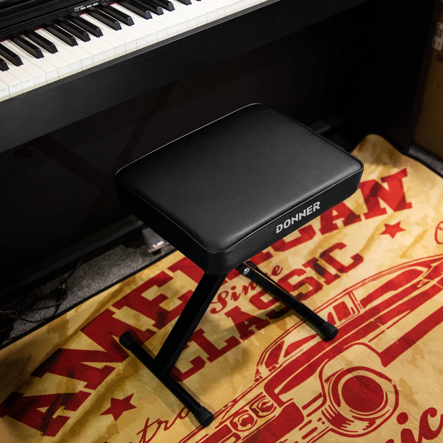 Donner Tabouret de piano en forme de X réglable en hauteur