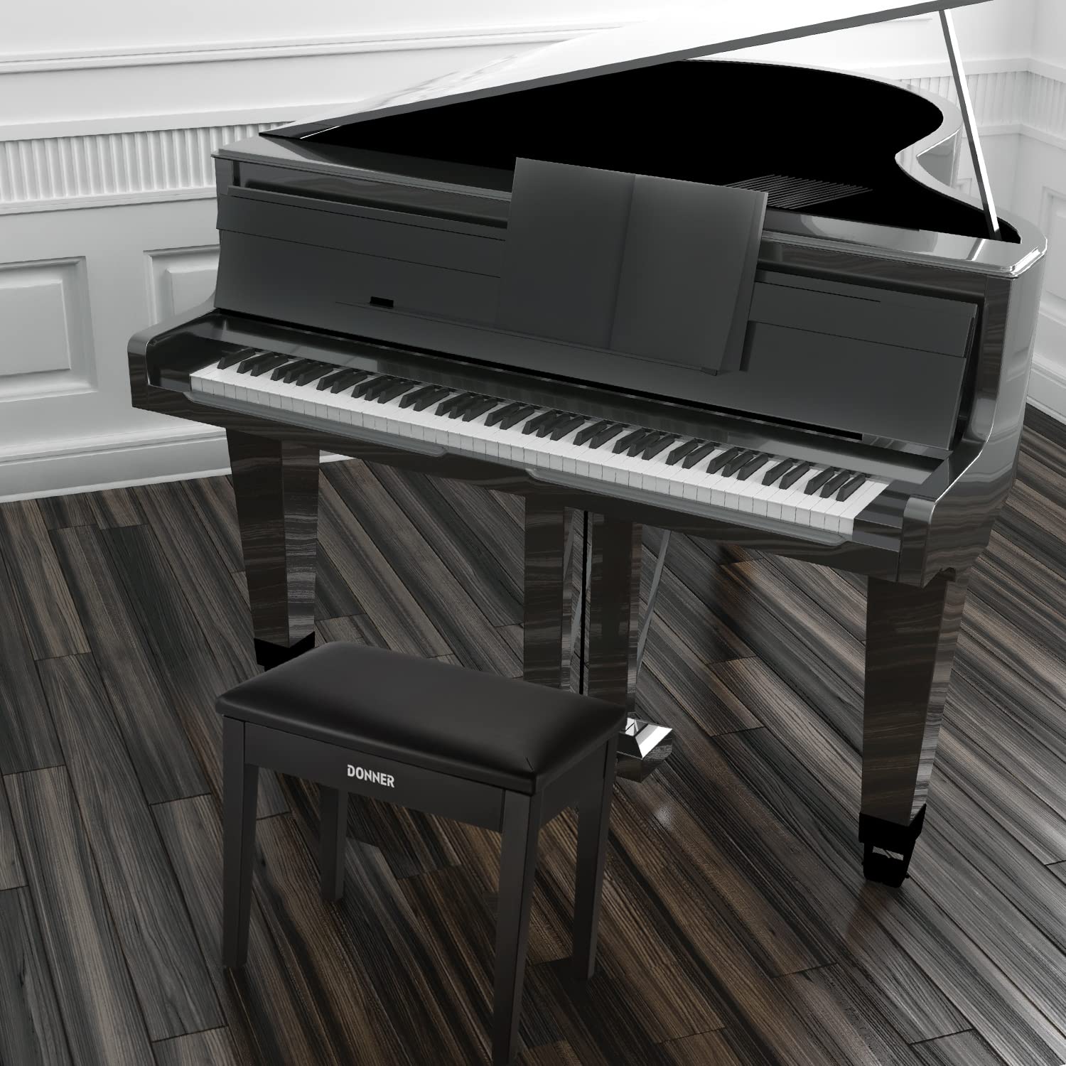 Donner Bois Massif Banc Piano avec Rangement