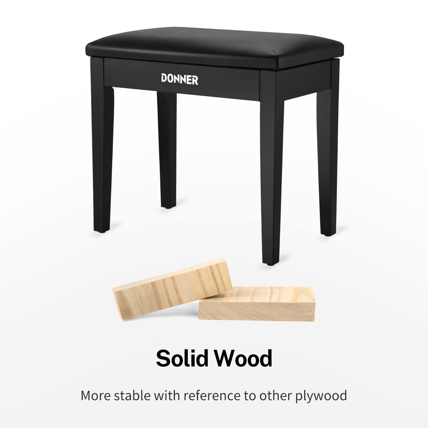 Donner Bois Massif Banc Piano avec Rangement