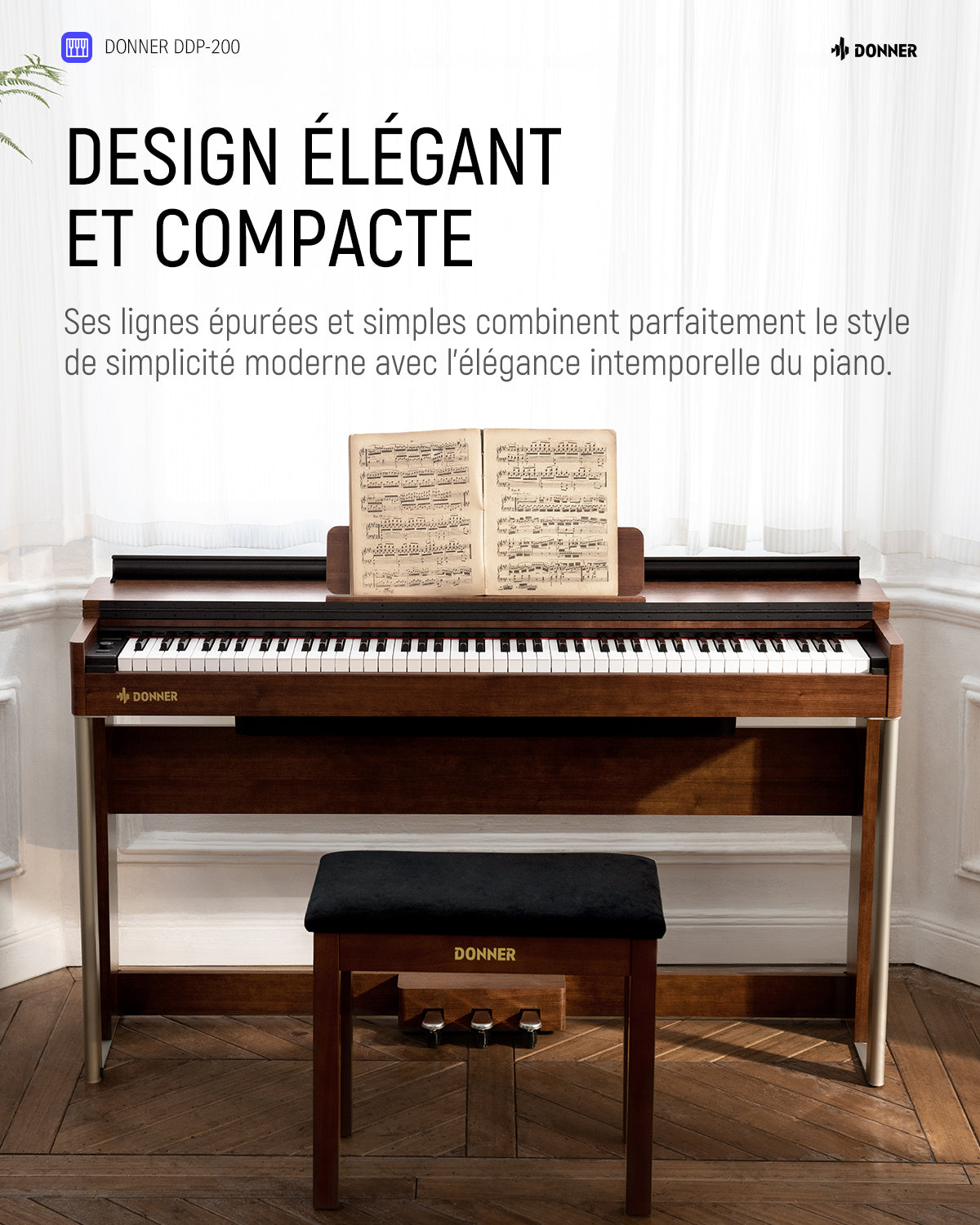 Donner DDP-200 Piano numérique avec mécanisme de marteau gradué