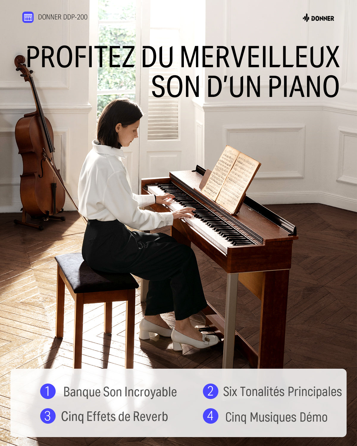 Donner DDP-200 Piano numérique avec mécanisme de marteau gradué