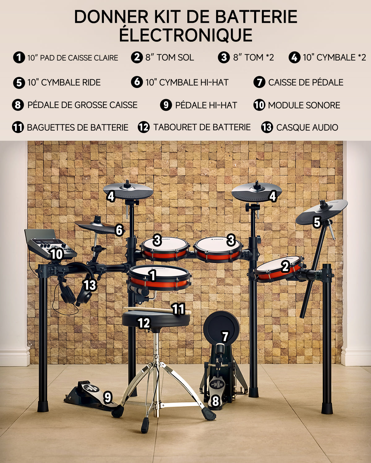 Donner DED-200 Batterie Électronique-Nouvelle 5 Tambours et 4 Cymbales##
