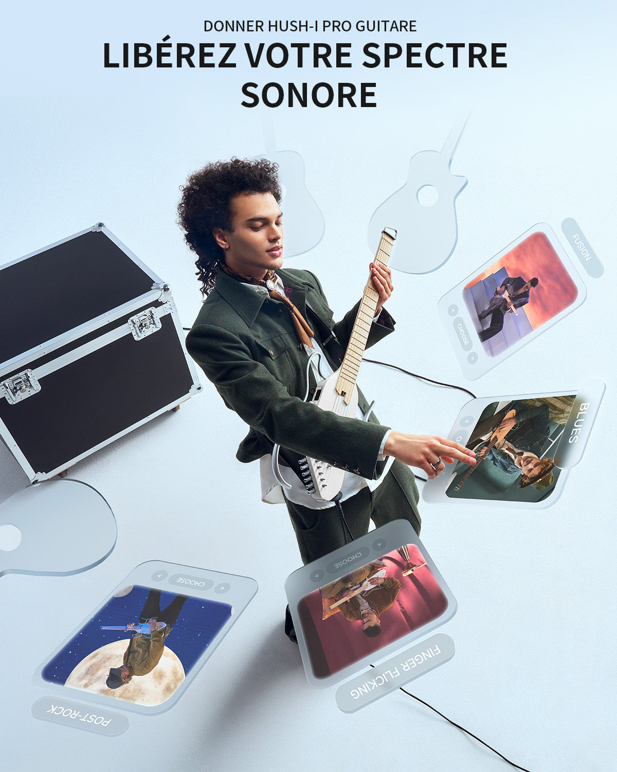 Donner HUSH™ I PRO Electro-Acoustique Guitare Voyageuse-Blanc##