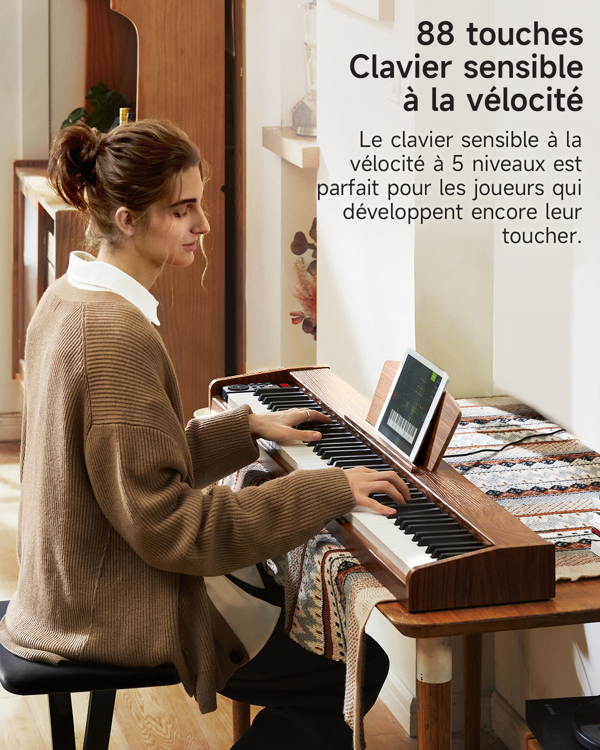 Donner DEP-1S Semi-Lesté De Style Bois Piano Numérique-brun antique##