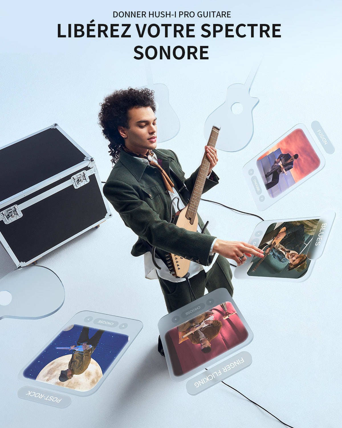 Donner HUSH™ I PRO Electro-Acoustique Guitare Voyageuse-Naturel##