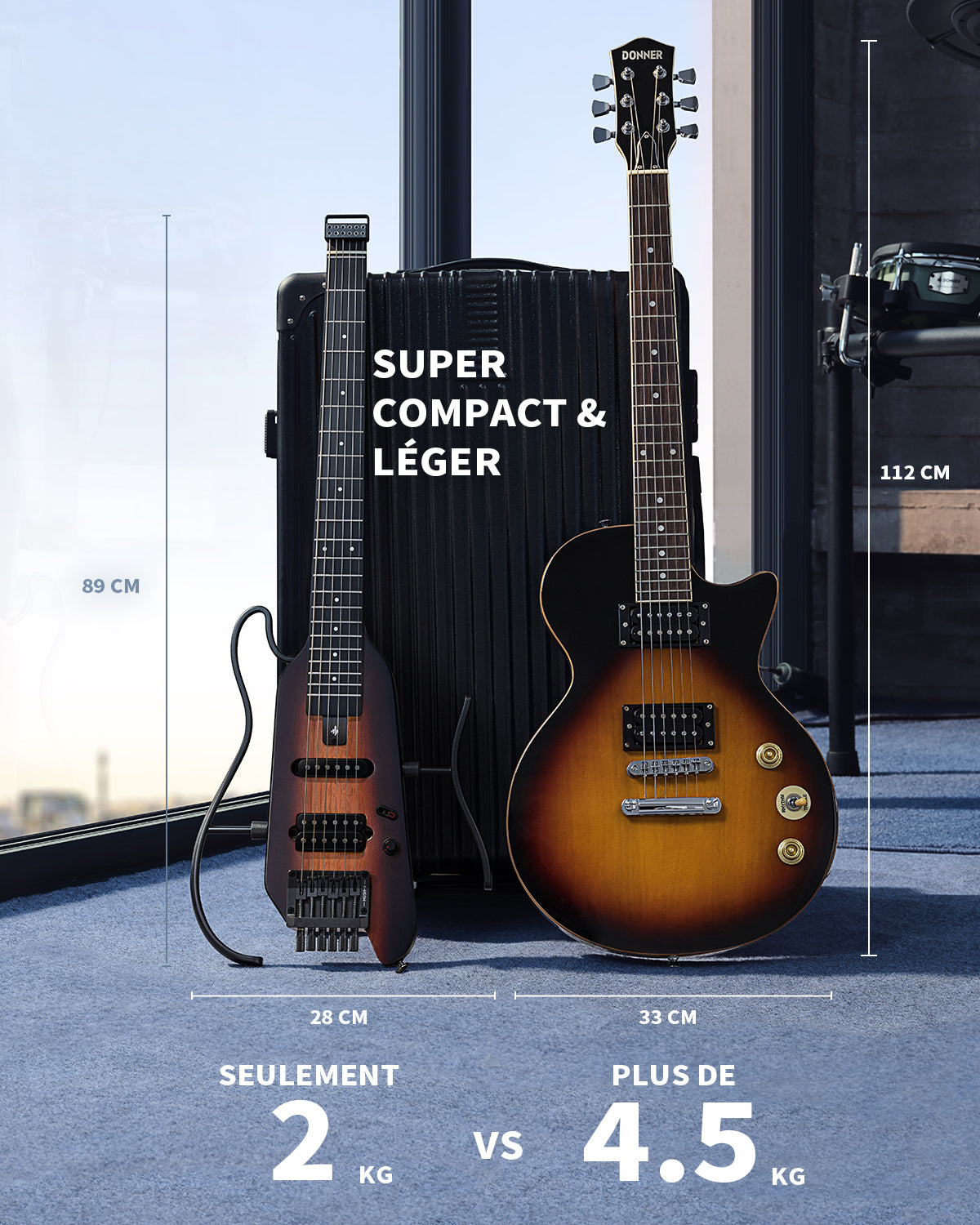 Donner HUSH™ X Guitare Électrique Sans Tête-Sunburst##