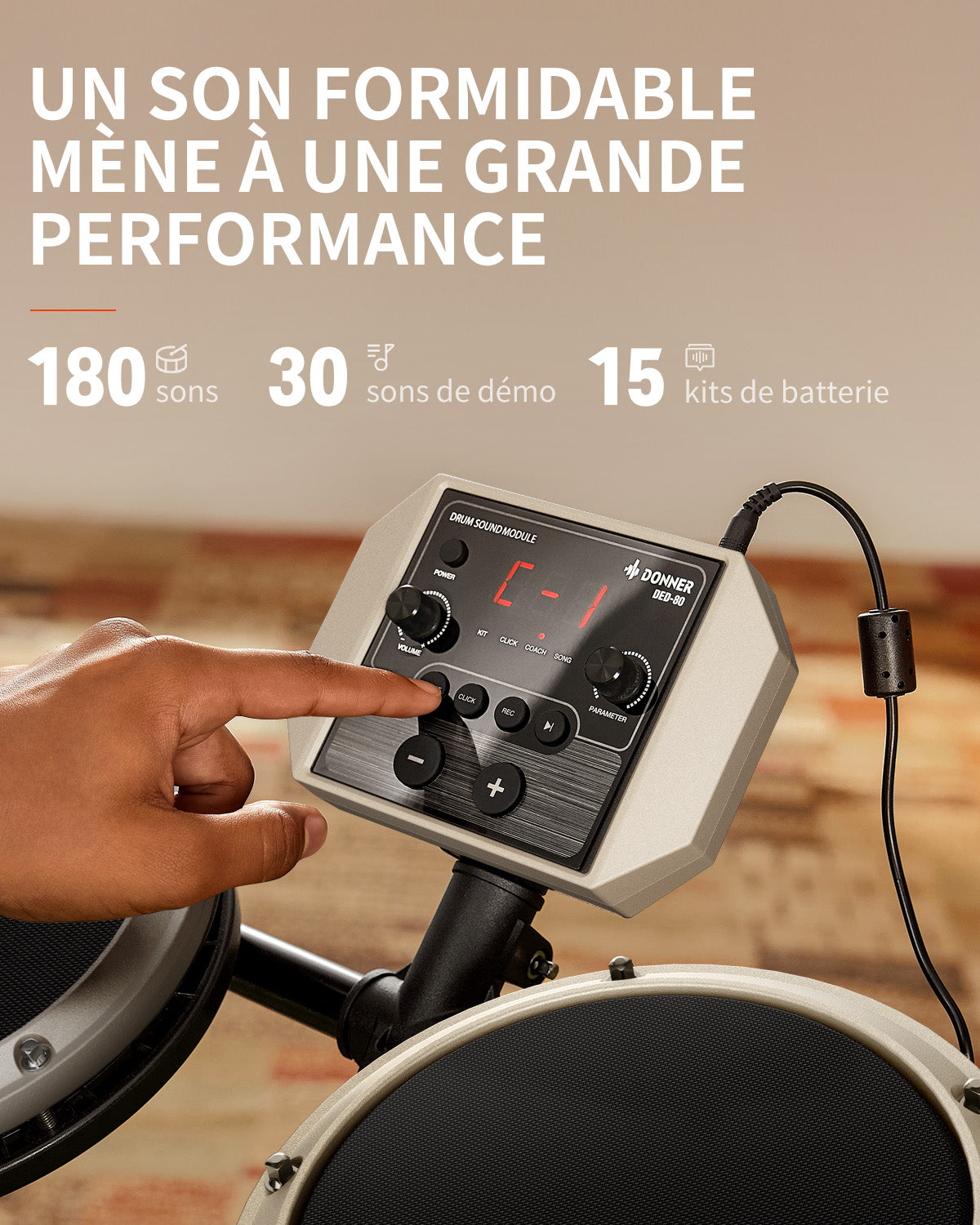 Donner DED-80 Batterie électrique-Blanc##