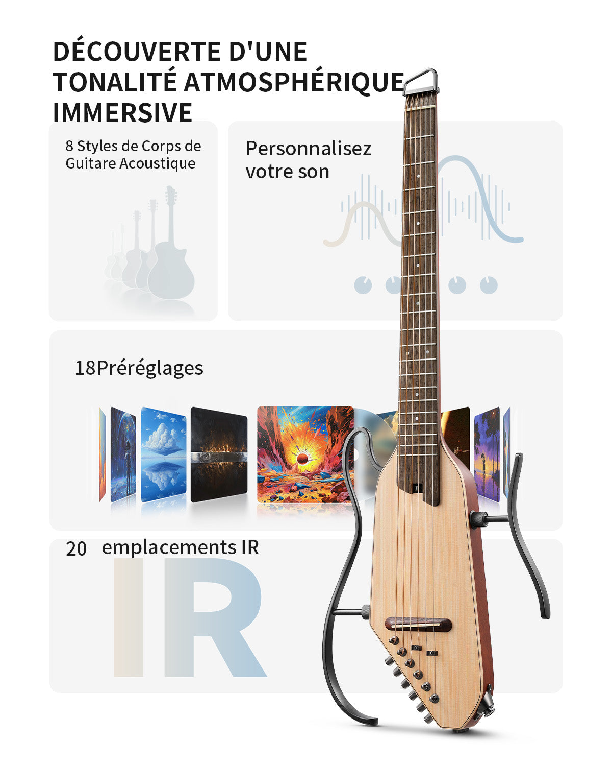 Donner HUSH™ I PRO Electro-Acoustique Guitare Voyageuse-Naturel##