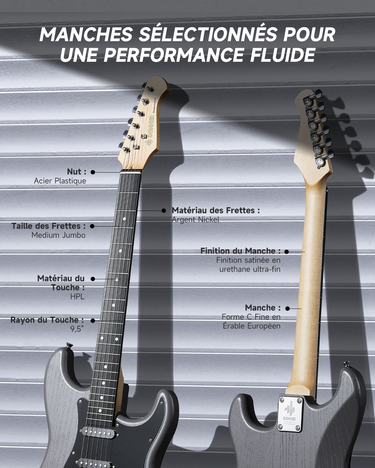 Kit de guitare électrique Donner DST-80 39 pouces mat givré ST avec amplificateur