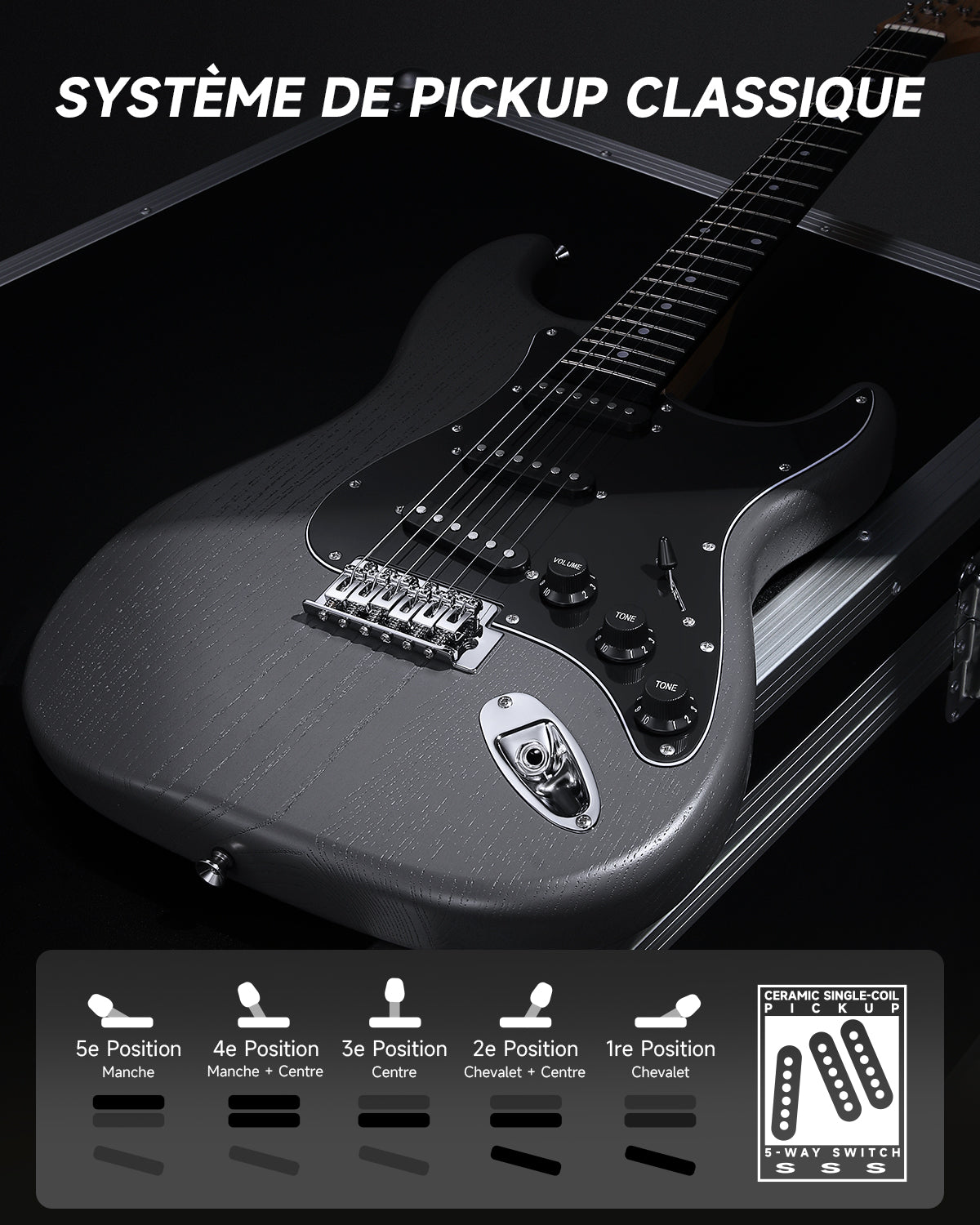 Kit de guitare électrique Donner DST-80 39 pouces mat givré ST avec amplificateur