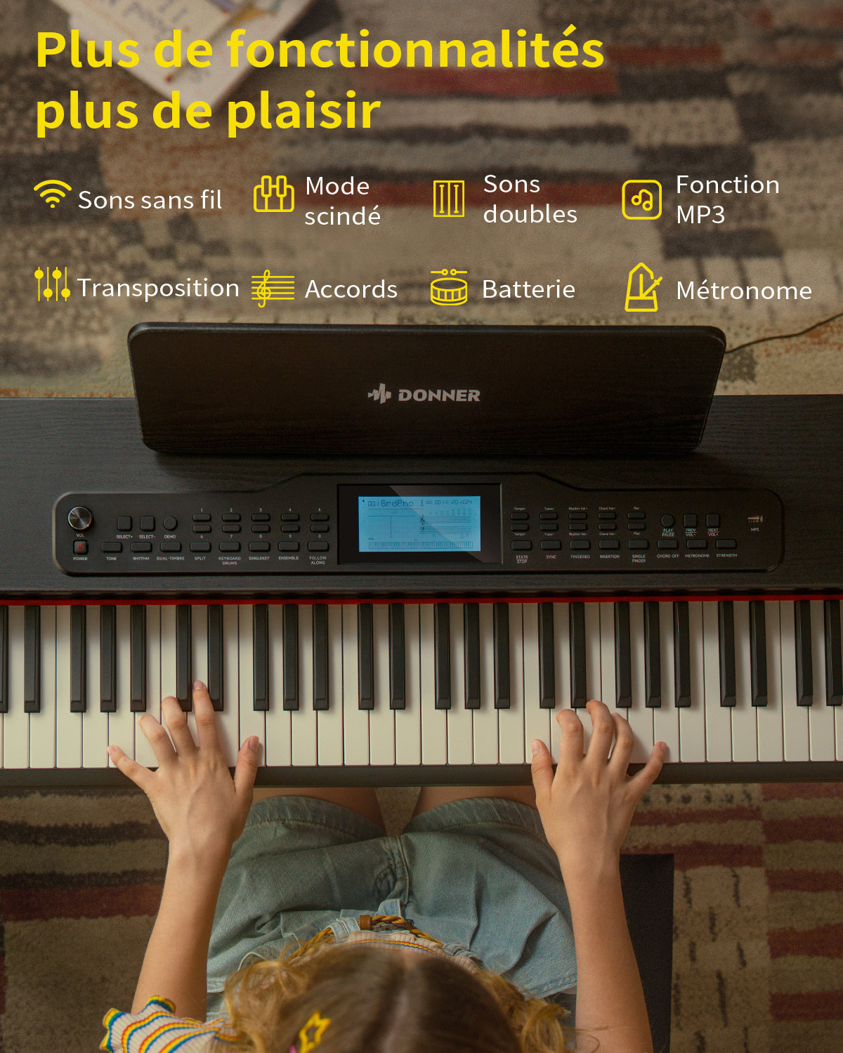 Donner DDP-95 lesté Piano numérique-Noir##