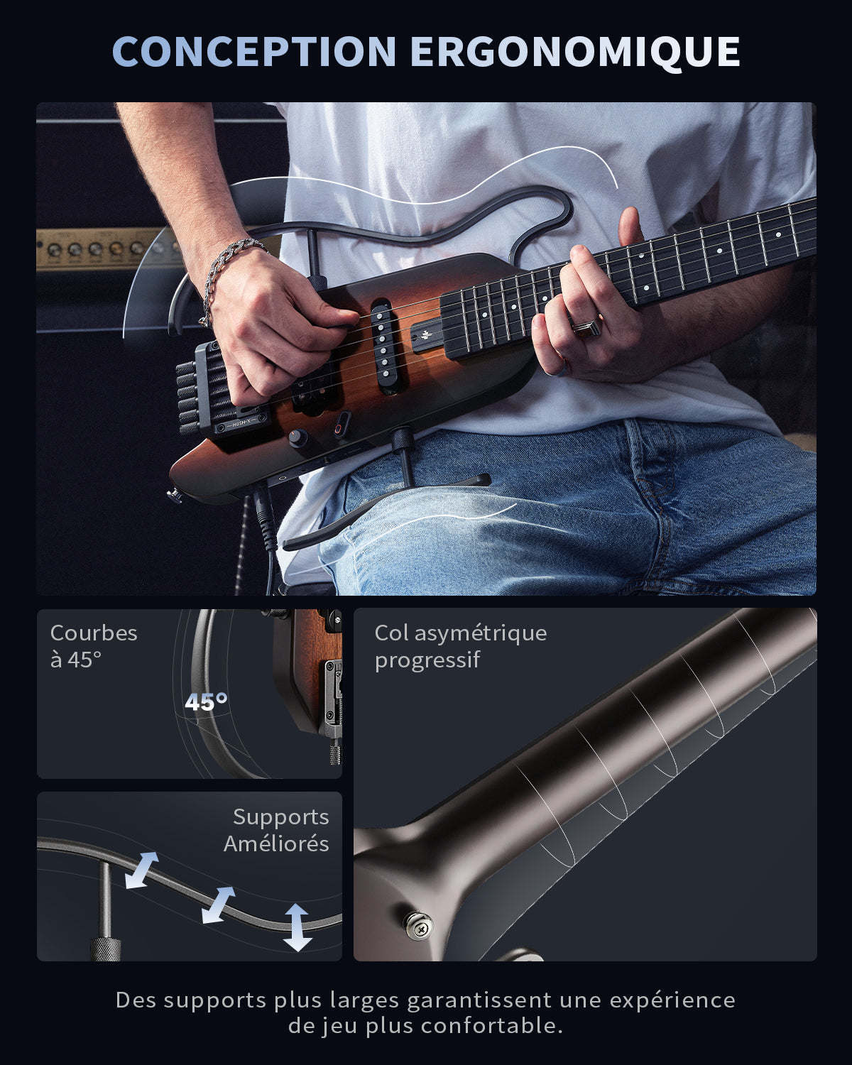 Donner HUSH™ X Guitare Électrique Sans Tête-Sunburst##